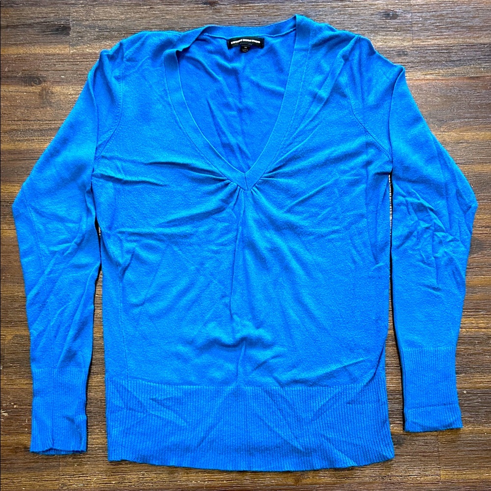 Express Royal Blue Knit V-Neck Sweater Size M